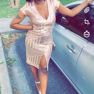 Beige sequin dress